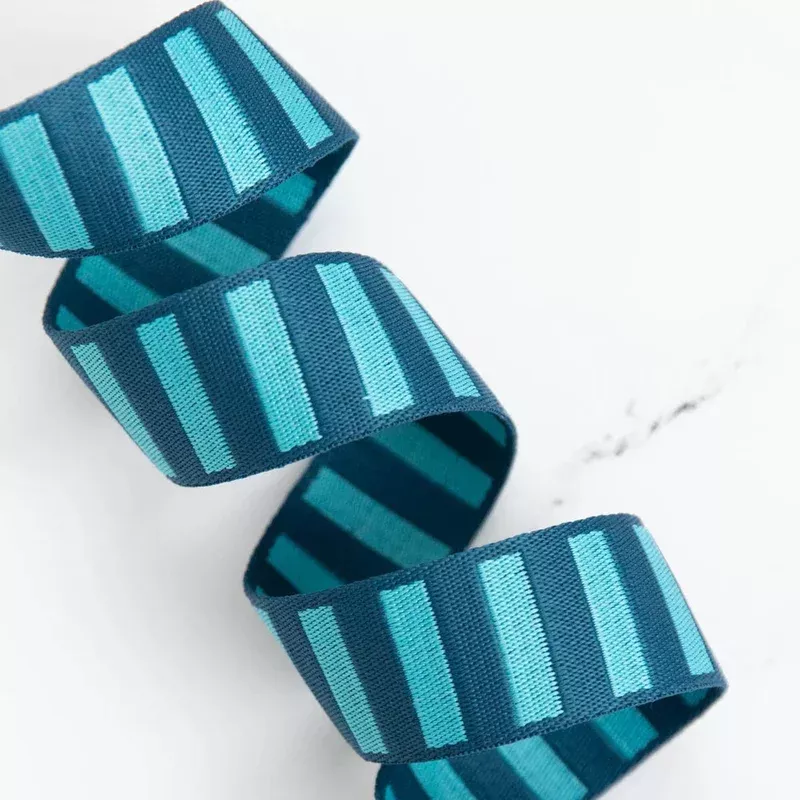 1 1/2″ Webbing | Bold Stripe | Peacock & Turquoise