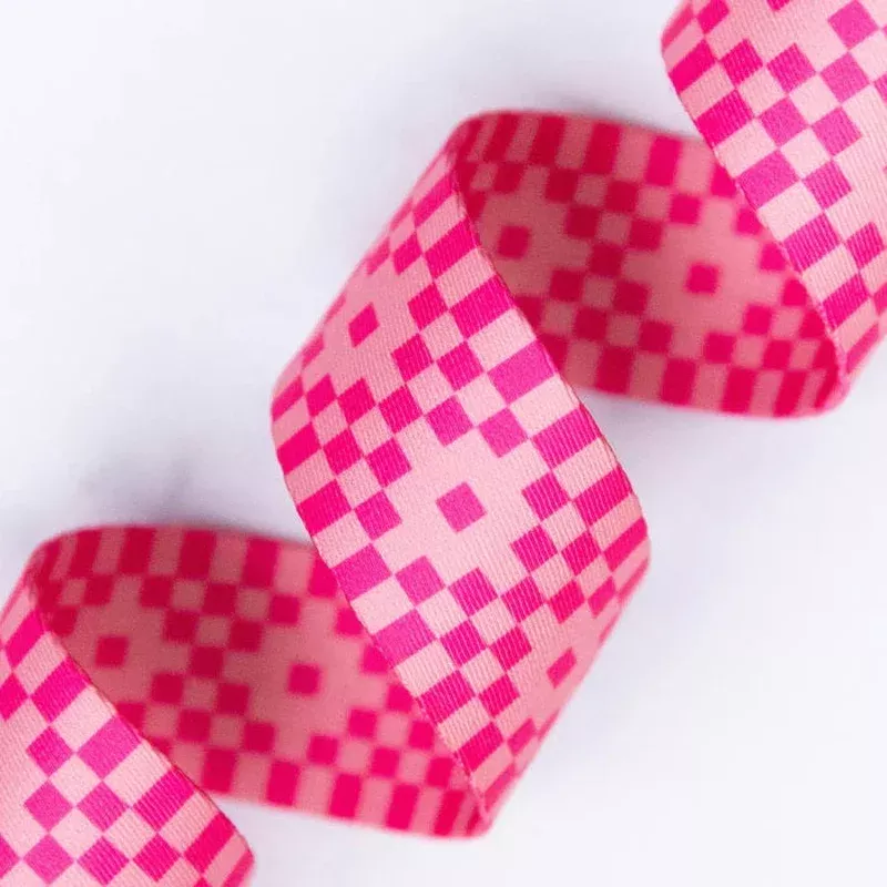 1 1/2″ Webbing | Ruby Star Society | Bitmapped – Neon Pink