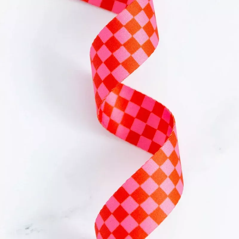 1 1/2″ Webbing | Ruby Star Society | Checker Strawberry