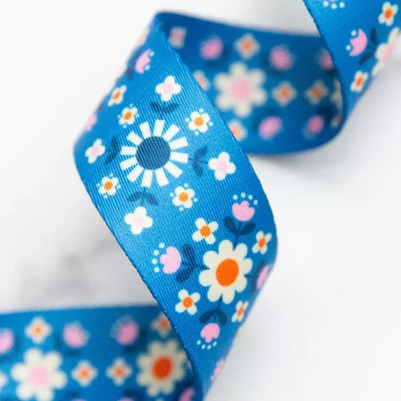 1 1/2″ Webbing | Ruby Star Society | Florametry – Bright Blue