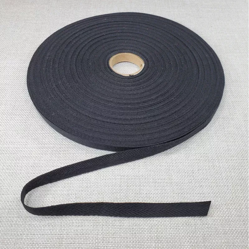 1/2″ Cotton Twill Tape | Heavyweight | Black | 5 Yard Cut