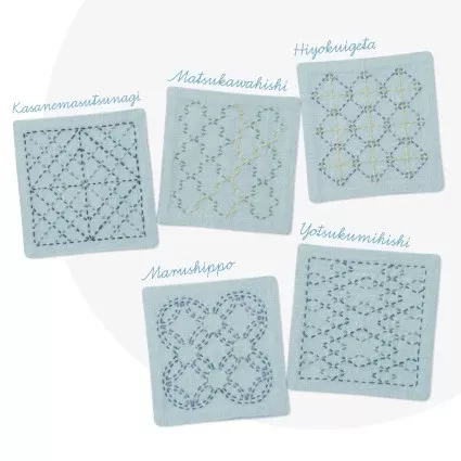 Complete Sashiko Coasters Kit- 5ct