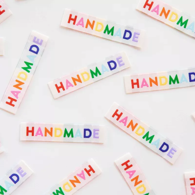 ‘Handmade’ Woven Sewing Labels – Rainbow Colors