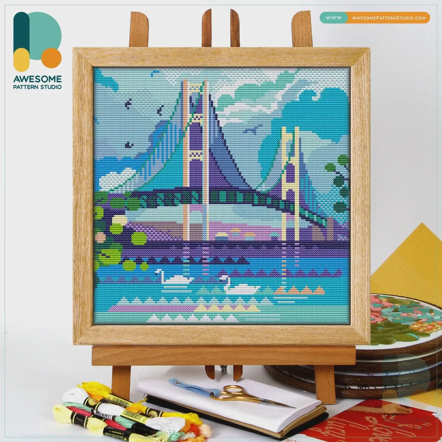 Mackinac Bridge Counted Cross Stitch Kit