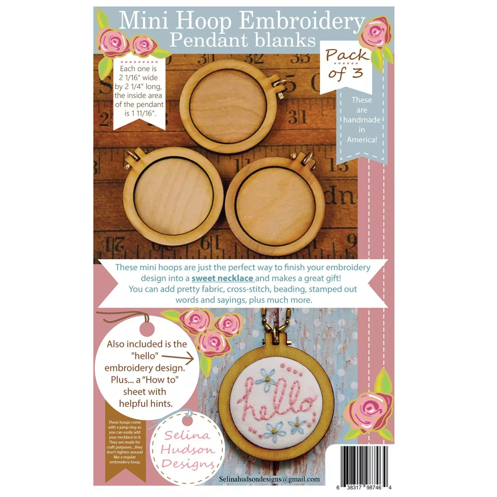 Mini Hoop Embroidery Pendant Blanks