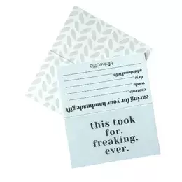 "This Took For. Freaking. Ever." Care Instruction Cards