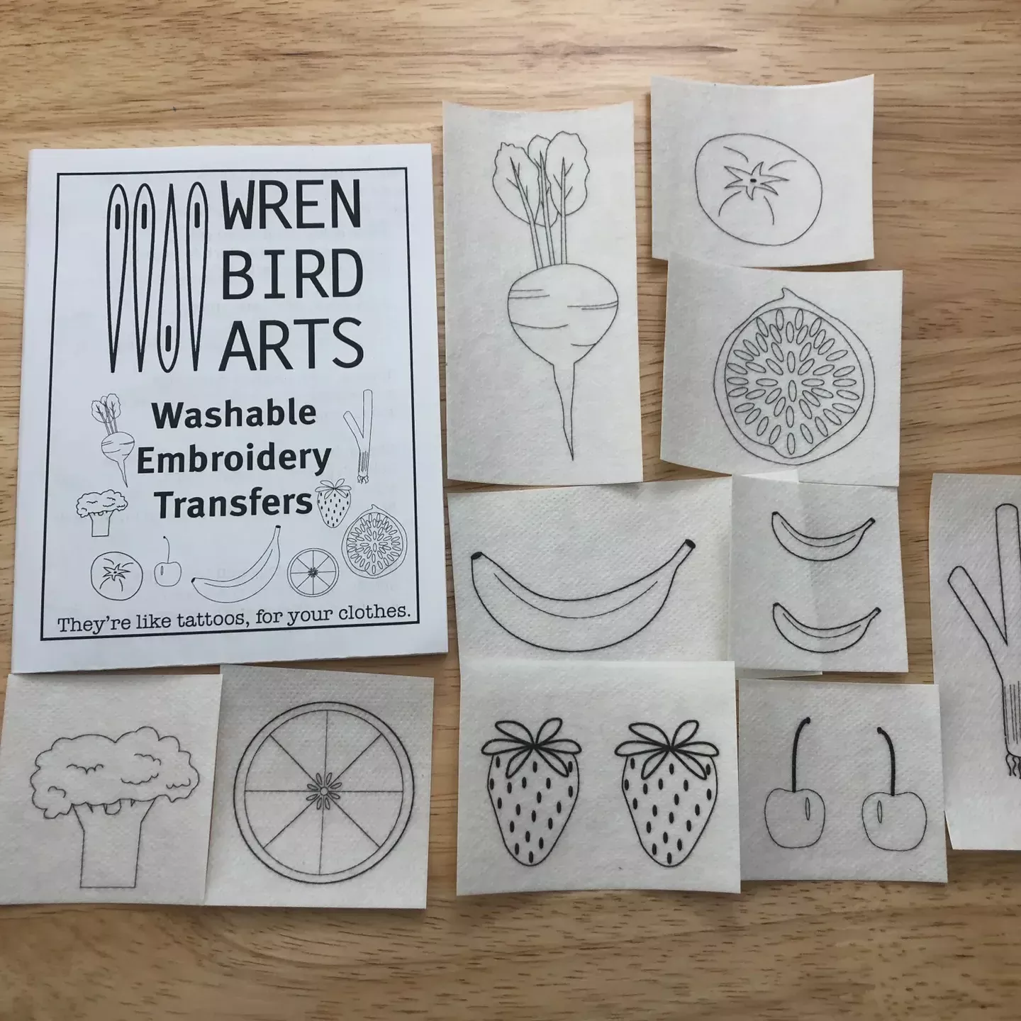 Wren Bird Arts Fruits & Vegetables Mending Embroidery Transfers