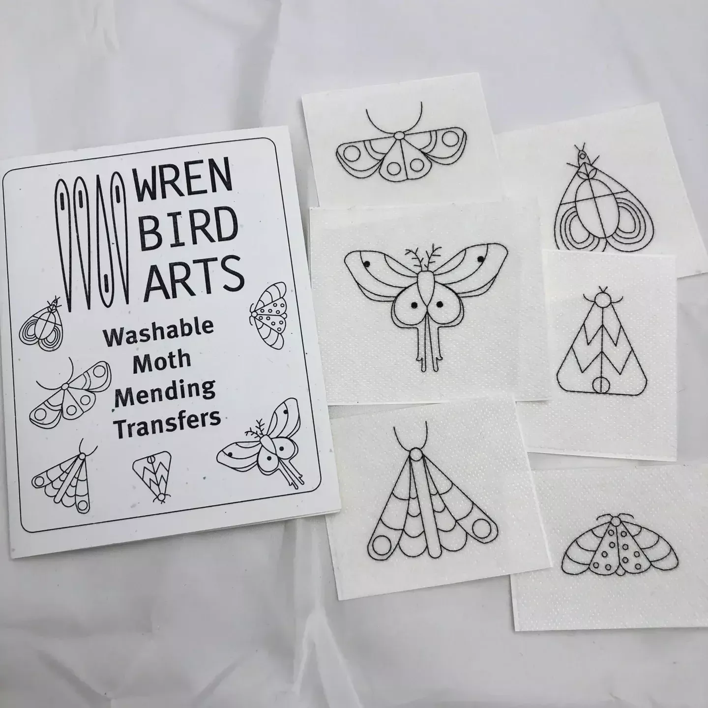 Wren Bird Arts Moth Mending Embroidery Transfers