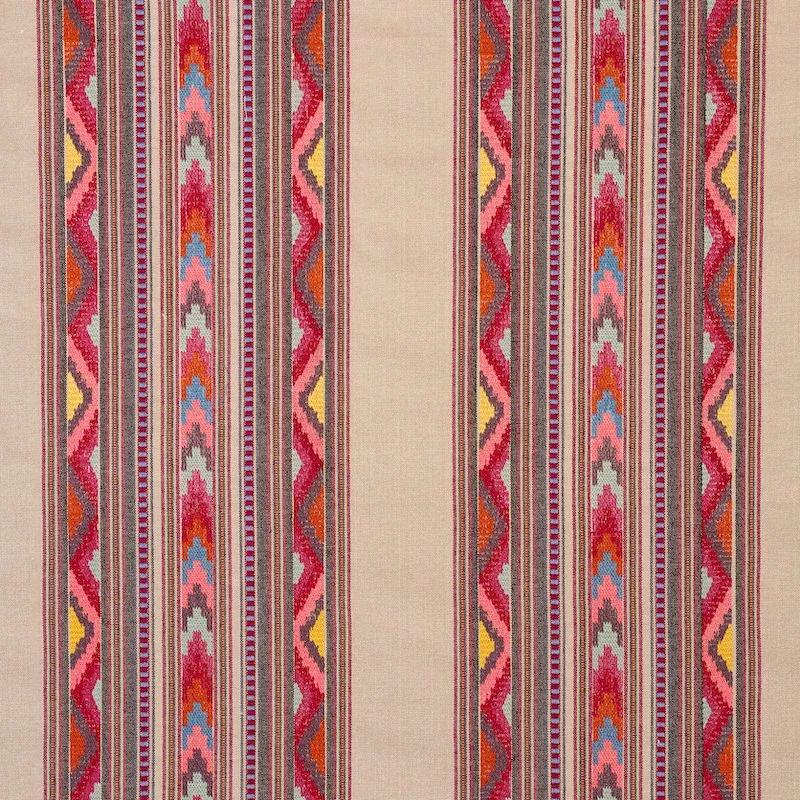 Zarzuela Stripe Embroidery Multi 78392 by Schumacher Designer Fabric