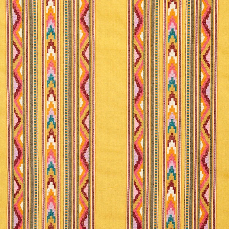 Zarzuela Stripe Embroidery Saffron 78391 by Schumacher Designer Fabric